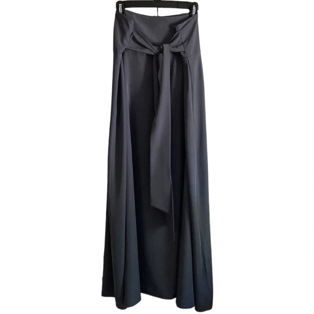 Dark Gray Tie Full Long Maxi Skirt Plus Size 2X Tall Zipper